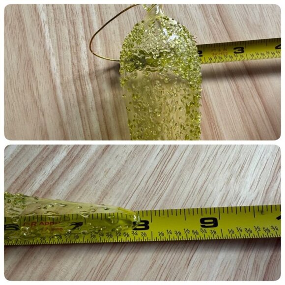 7 Vintage Hand Blown Tear Drop Icicles Sugared Green Celadon 8" Long - Picture 4 of 9